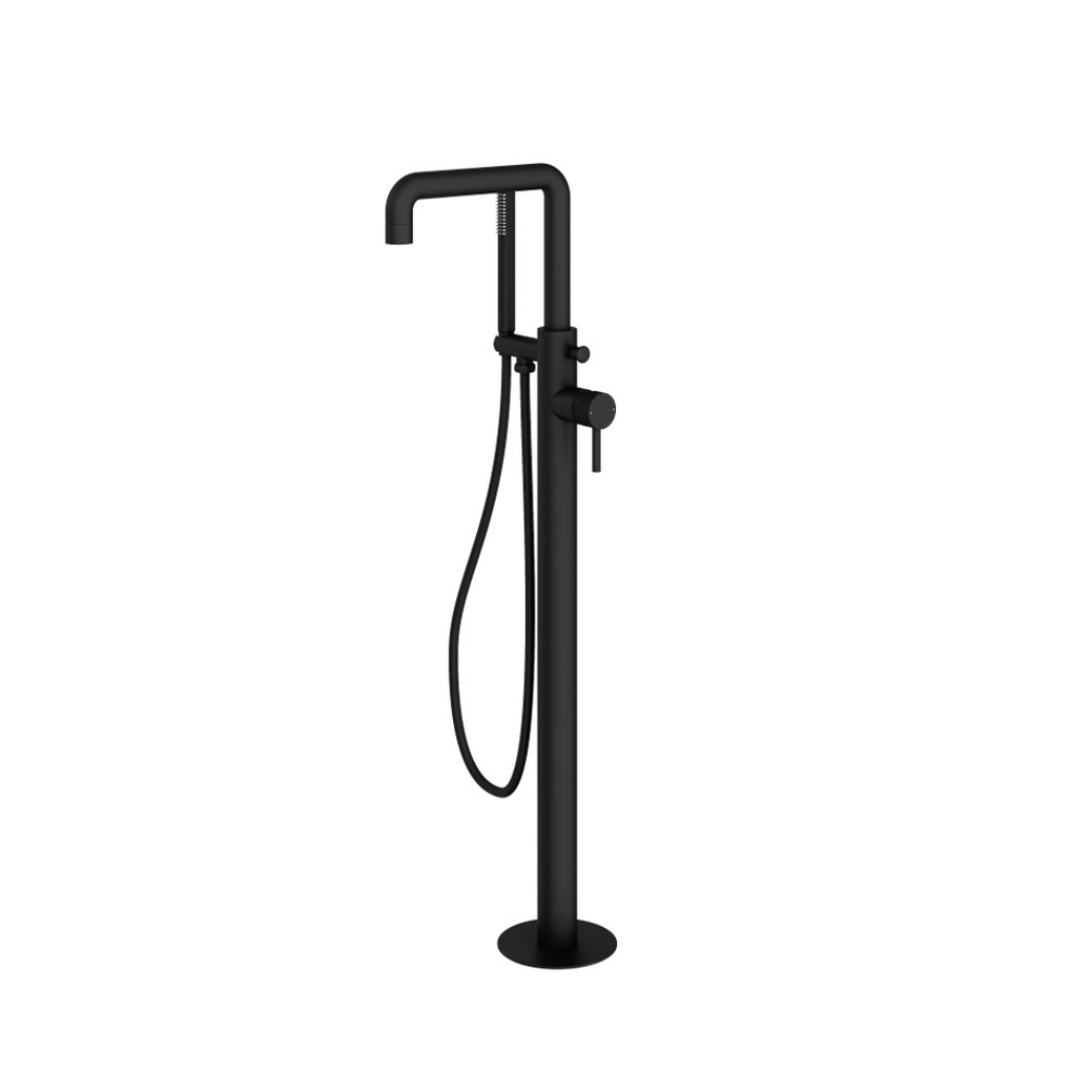 Product Cut out image of the Abacus Iso Pro Matt Black Freestanding Bath Shower Mixer